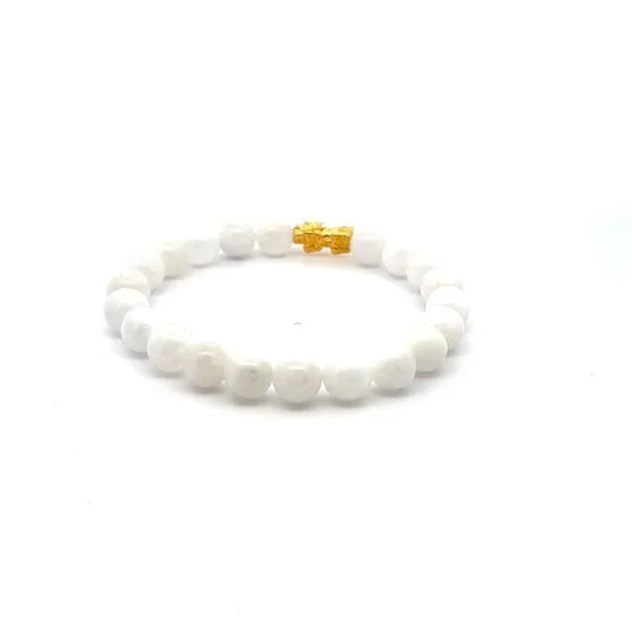 24K Gold Piyao Pixiu Dragon Bracelet Gemstone Birthstones Moonstone 8mm S 6.5" - Picture 4 of 5